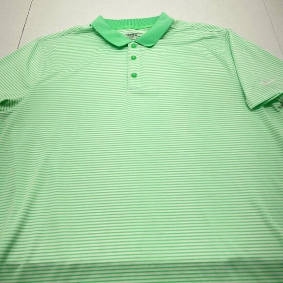 Nike Golf Men's Golf Shirt - DRI-FIT - Green & White Striped - Size L - GUC - Picture 4 of 11